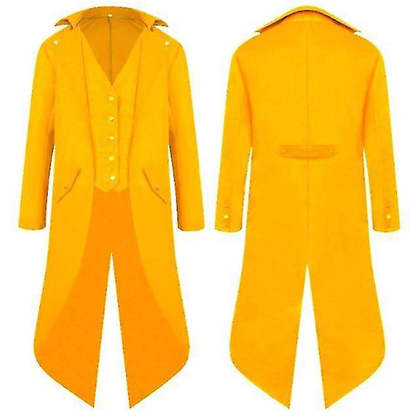 Retro Tuxedo Middelalder Punk Kostume til Mænd og Børn XXL Gul