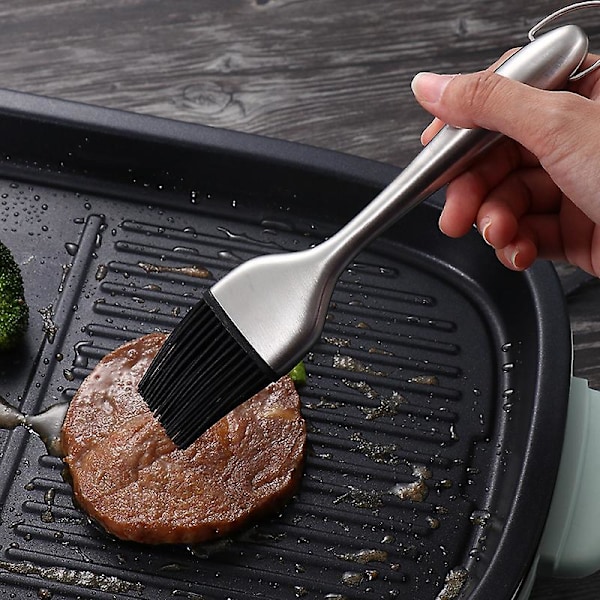 Premium Silikon Penslingsett - Rustfritt Stålhåndtak, Perfekt for Grilling og Baking, Oppvaskmaskinsikker & Varmebestandig (Sett med 2)