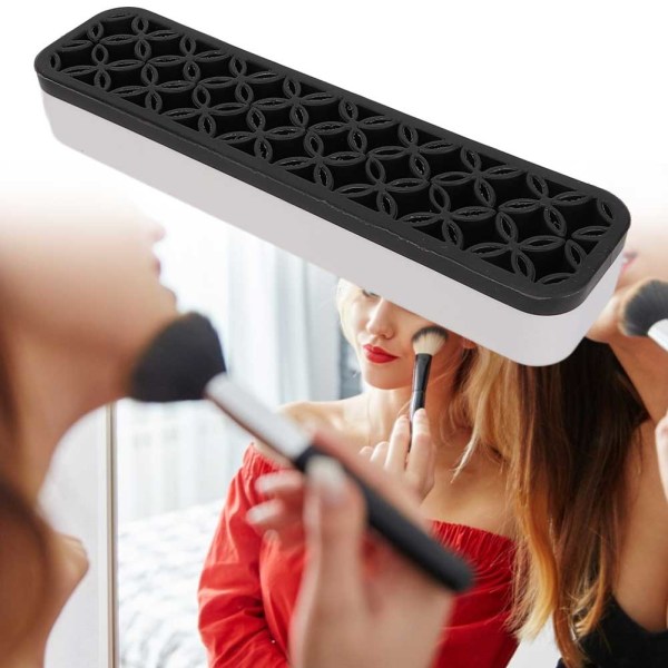 Bærbar kosmetikbørste Neglepen Værktøj Opbevaringsboks Stand Makeup Container Holder Sort