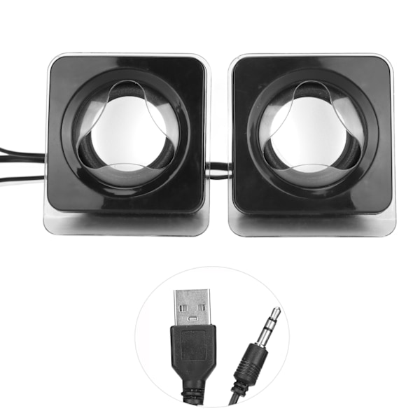 1 par Mini USB2.0 høyttaler datamaskin bærbar stasjonær kablet stereomusikkhøyttaler svart