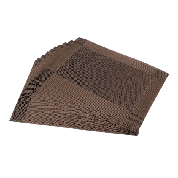 10-pack bordstablett set kaffe brun PVC värmebeständig halkfri 30x45cm tvättbar mattillbehör för bord kök