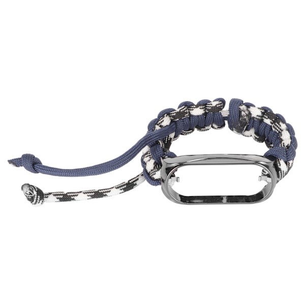 2 i 1 flettet sløyfearmbånd for Mi Band 7 Justerbar stretchy nylon pustende sportsstropp med metallramme Marineblå