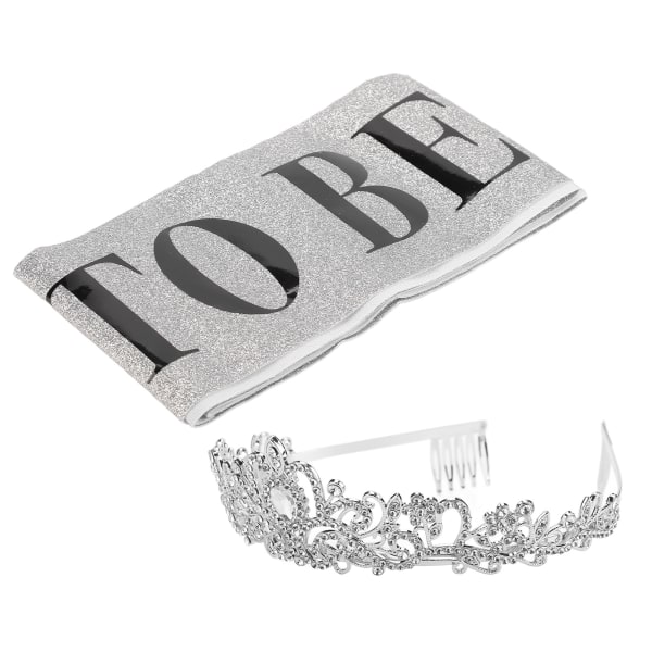 Bride Sash Crown Kit Sort Bride To Be Bogstaver Sash Mousserende Rhinestones Dekorative Crown Brude Brude Brusebadsdekorationer Sølv