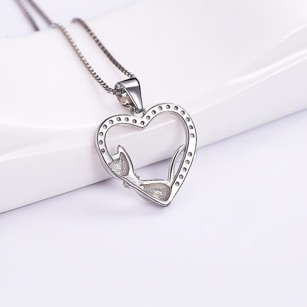Sølv hjerteformet anheng halskjede for kvinner - Sterling sølv Cubic Zirconia Twisted Love