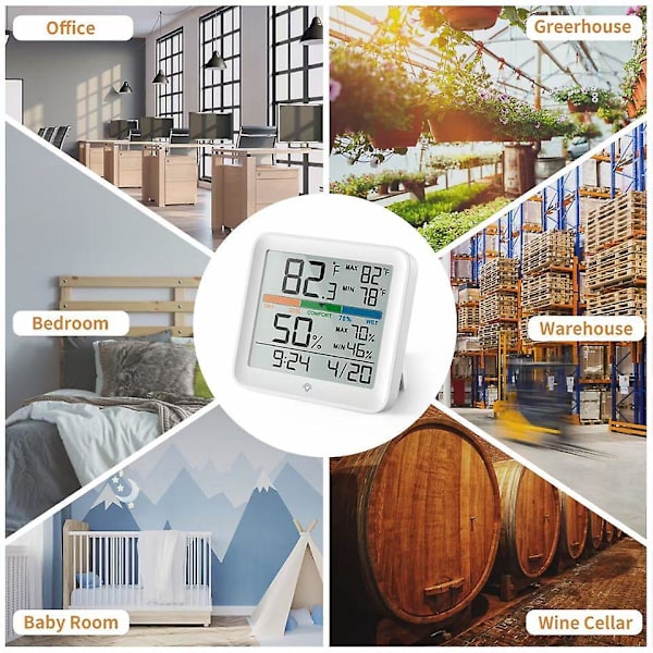 Digital Hygrometer Termometer Klocka Komfort Skala Inomhus Temperatur Luftfuktighet Monitor
