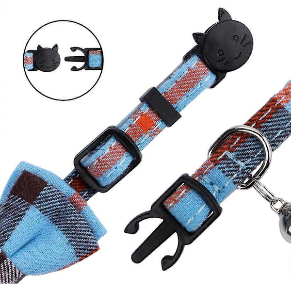 Brytbar Kattkrage med Bjällror - 2-pack Kattkrage med Bjällror, Kattkragar med Bandana, Tillbehör