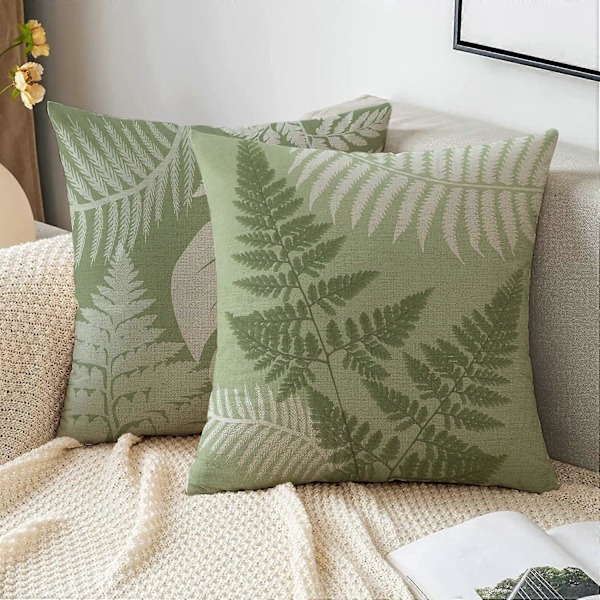 Putevar Home Hage Utendørs Innendørs Sett med 4 stk Salviegrønne Blader Pynteputetrekk Stue Stol Sofa 18x18 tommer Putetrekk 45x45cm