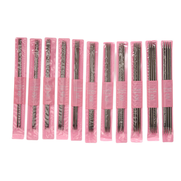 11 storlekar 44 st dubbelspetsiga stickningsnålar set 2 mm till 6 mm 9,8 tum längd rostfritt stål DIY stickningsnålar för strumpor mössor
