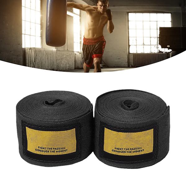 2 stk. boksebandage sports kickboxing håndbind Thai boksning kampbandage handsker beskytter sort