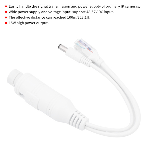 Vattentät 48V till 12V POE Splitter Adapter för IP-kamera