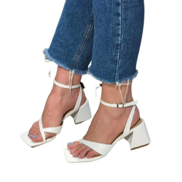 Slingbacksandaler med firkantet tå og høye hæler - Vintage-stil