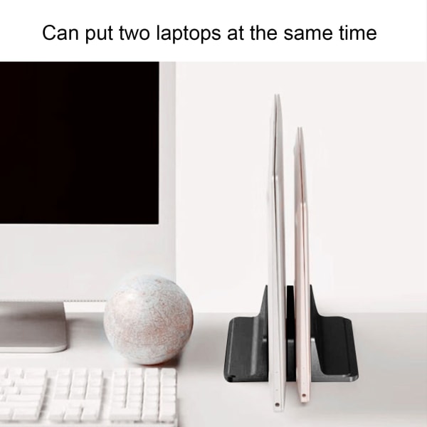 Sort aluminiumslegering Lodret Laptop Stand - Multifunktionel Køling Desktop Holder