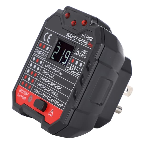 HT106B Digital Display Stikkontaktdetektor Veggplugg Kretsbrytertester US-plugg 110-220V