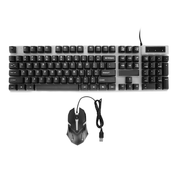 Tangentbord Mus Combo Trådbunden USB 104 Tangenter LED Färgad Bakgrundsbelysning Datortillbehör för Win10Svart