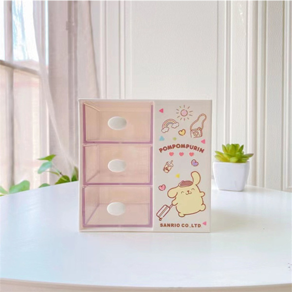 Skrivebord Oppbevaringsboks Søt stil Innebygd skufferom Design Plast Makeup Oppbevaringsboks for Home White