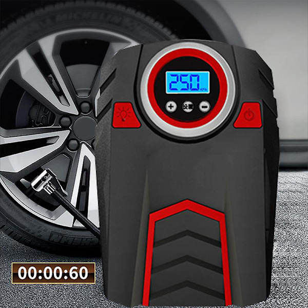 12V Digital Dekkpump med LED-lys, automatisk avstenging, luftkompressor for biler, sykler og sportsballer