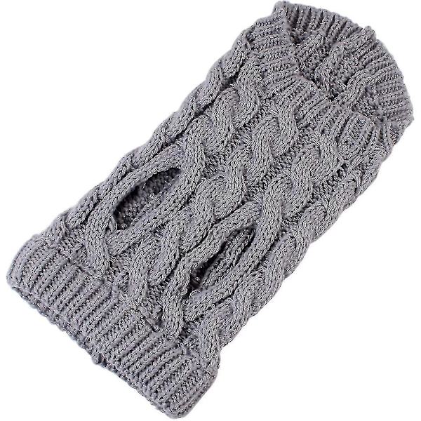 Strikkede uldhund sweater vest til små, mellemstore og store hunde L grå
