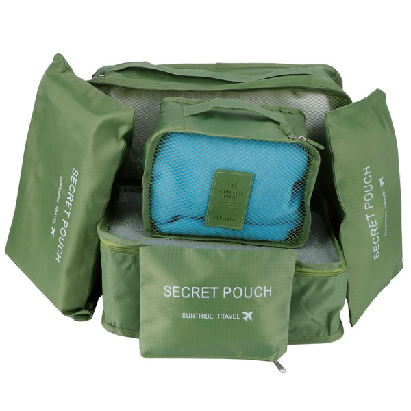 6 stk/sæt Opbevaringstaske Tøj Sorteringspose Bagage Kuffert Pakning Organizer til TravellingGreen