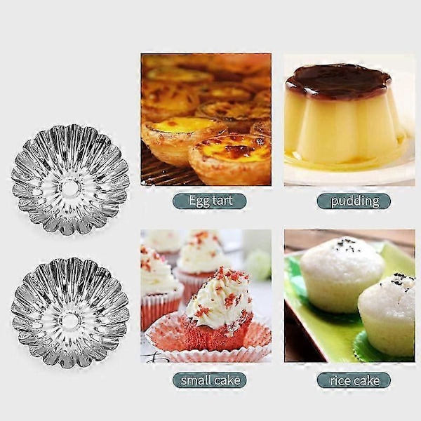 30 stk. Muffinsform, Mini Egg Tart Form i Rustfritt Stål_SZXM 7,5*4,5*2,2cm