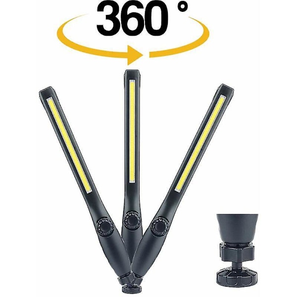 Genopladelig LED Arbejdslampe med Magnet og USB 360 Graders Rotation, Genopladelig LED Inspektionslampe, Hjem, Værksted, Camping, Vandring, Inspektion L