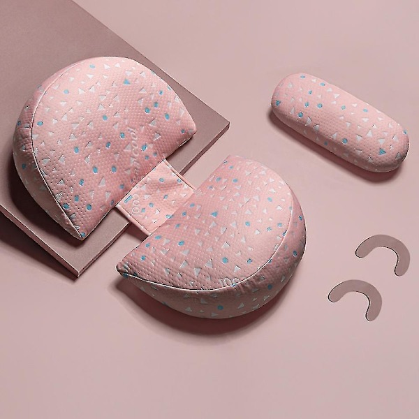 Side Sleeper Graviditetspude U-formet Dobbelt Kileformet Barselspude med Justerbar Pudestøtte - B11 Pink