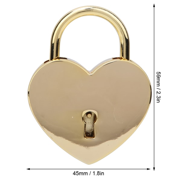 1 set sydänlukko metallinen vintage riippulukko kotitaloustarvikkeita avaimella 45x59mm jäljitelmä kultaa
