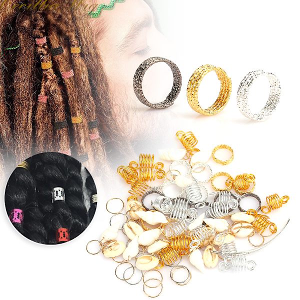 Hårfläta Ringar Dreadlocks Ring Skal Hårring Mode Hårdekoration Tillbehör