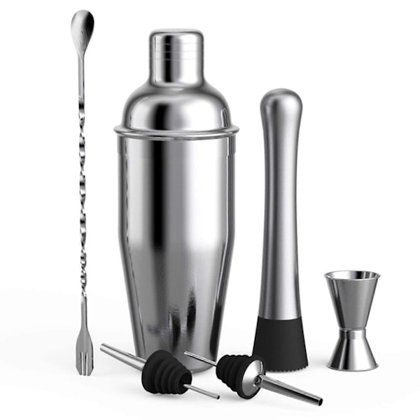 Cocktail shaker 750ML Rustfritt Stål Bar Cocktail Shaker Sett Bartender Kit Barutstyr Sett Shaker Sett 6 stk Shaker Mikser Drikkelaging Verktøysett