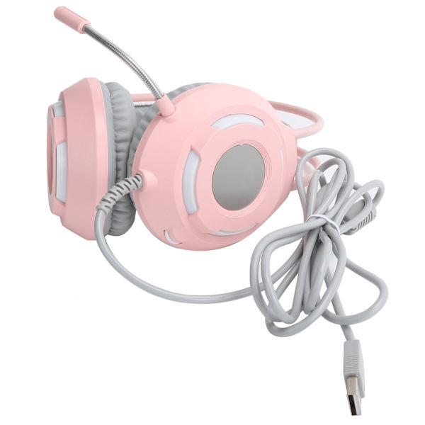 AJAZZ Over-Ear -kuulokkeet 7.1 stereovaikutteinen melunvaimennus USB-liitännällä varustetut langalliset kuulokkeet - Pinkki