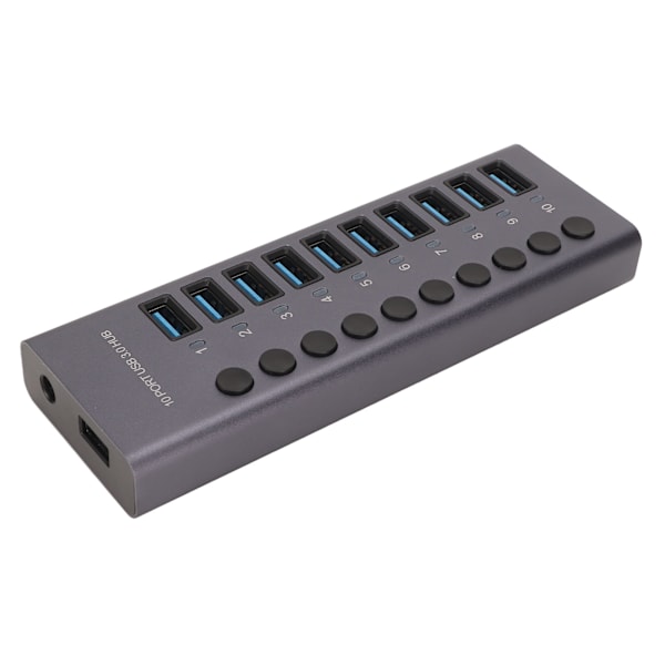 10 Port USB3.0 Hub Splitter Uafhængig Strømforsyning Opladning Dataoverførsel Drevet Usb Hub 100‑240V EU Stik