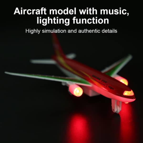 Legering Elektronisk Fly Miniature Model Træk Tilbage Fly Legetøj Gave til Børn (Rød)