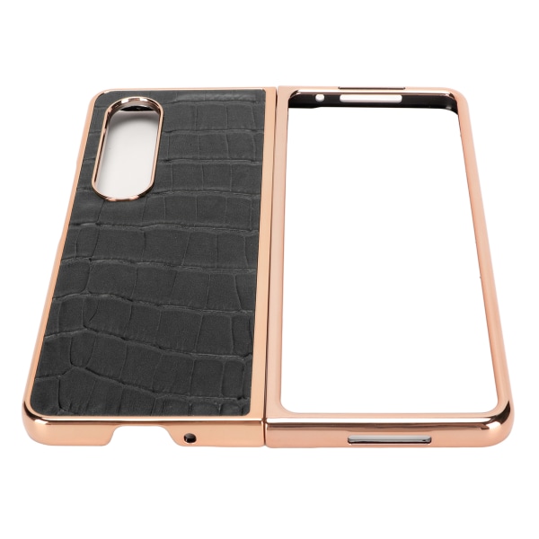 Phone case Cover för Samsung Galaxy Z Fold 4 Nanoplätering Krokodilmönster äkta läder Repsäkert Svart
