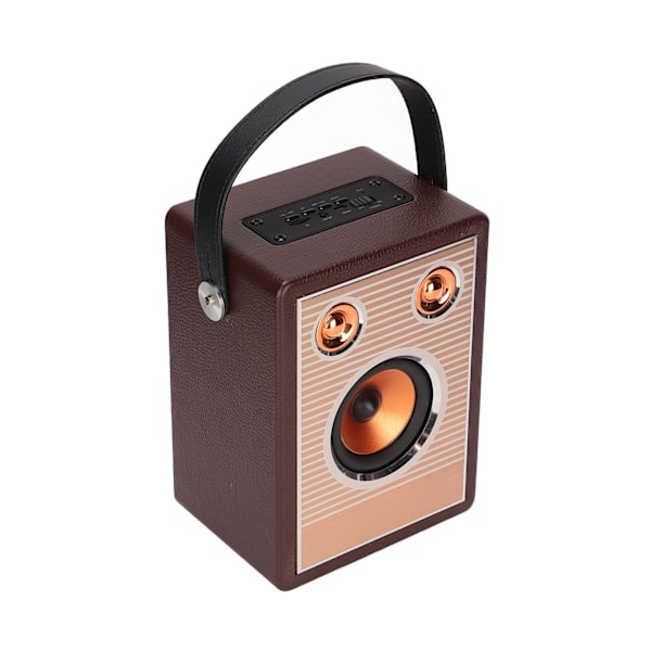Bluetooth-kaiutin, ladattava, tukee muistikorttia, AUX-liitäntää, kannettava retro-langaton kaiutin kahvalla, ruskea puukuvio (vientiversio)