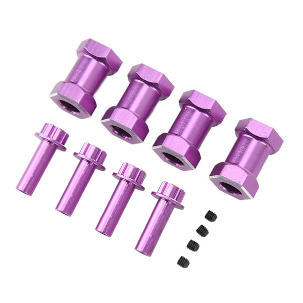 4 kpl 12 mm:n RC-pyörän kuusiokolokeskiö 20 mm:n offset-jatkeella Crawler-pyörän kuusiokolokeskiösovitin 1/10 RC-kolarin korjaamiseen ja päivittämiseen, violetti