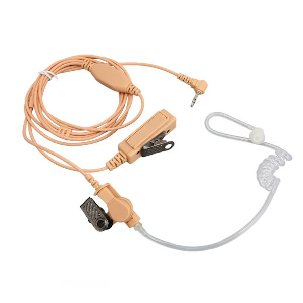 2,5 mm akustisk rør-ørestykke Single Pin PTT-knapp Walkie Talkie Headset med stålklemme for Motorola for Talkabout Brown 1Pc