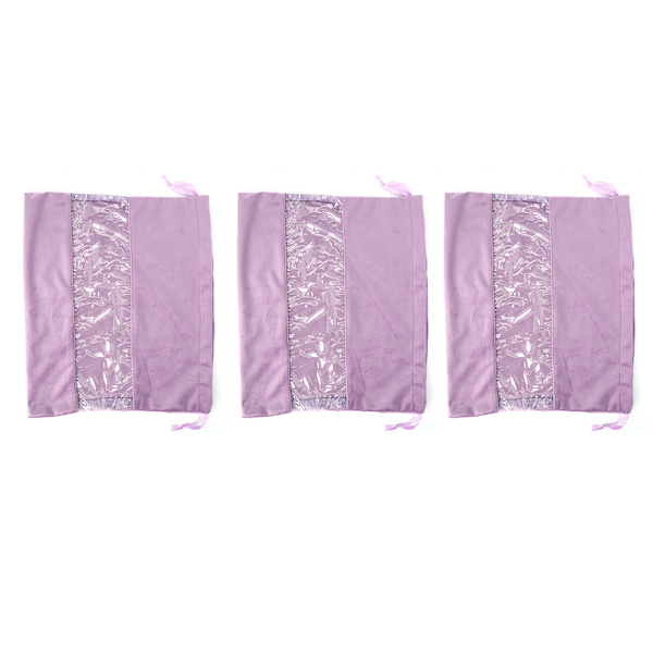 3 kpl pölytiivis samettinen säilytyspussi, jossa kiristysnauha vaatteille, meikeille, kengille, ulkoilmatkalle, 34x29cm, violetti