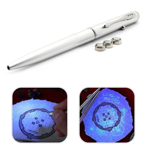 2 stk Invisible Ink Pen med UV-lys til hemmelig besked Falsk regning Detector Pen Party favoriserer fødselsdag juletaske gave til børn