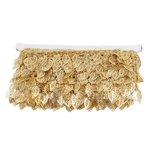 Guld blad girlang 10 meter gnistrande metall blad band trim för DIY trim dekorationer ihålig bladform