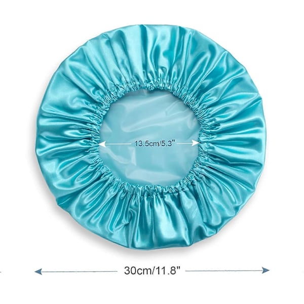 En pakke dusjhette for damer, gjenbrukbar EVA dusjhette, dobbel beskyttelse elastisk, medium størrelse (Regnbuepudder)