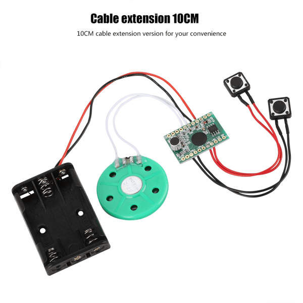 60-sekunders opptaksavspilling DIY stemmehilsenskortmodul Kabel forlenget 10 cm