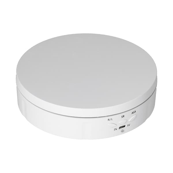 145mm 360° Roterande Automatisk Displayställ 3 Hastighetskontroll USB-driven Smyckeskarusell för Utställning Vit