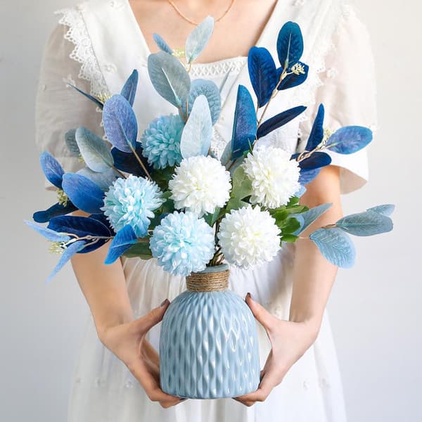 Kunstige blomster, kunstig indendørs plante, middelhavsblå