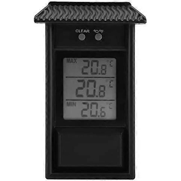 Svart Digital Termometer för Utomhus Inomhus, Vattentät Trådlös Väggtermometer för Utomhusbruk, -20 till +50C