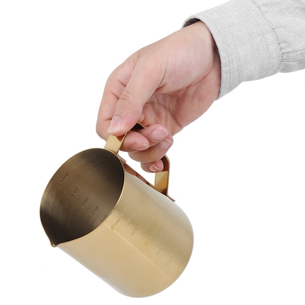 Rostfri mjölkskummare i rostfritt stål med skala för hemkaffe Latte ArtGold 600ML