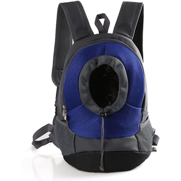 Udendørs Kæledyr Hundebærer Nylon Bærbar Kæledyr Hundetaske Mesh Kæledyrsrygsæk Hoved Ud (M, Blu)