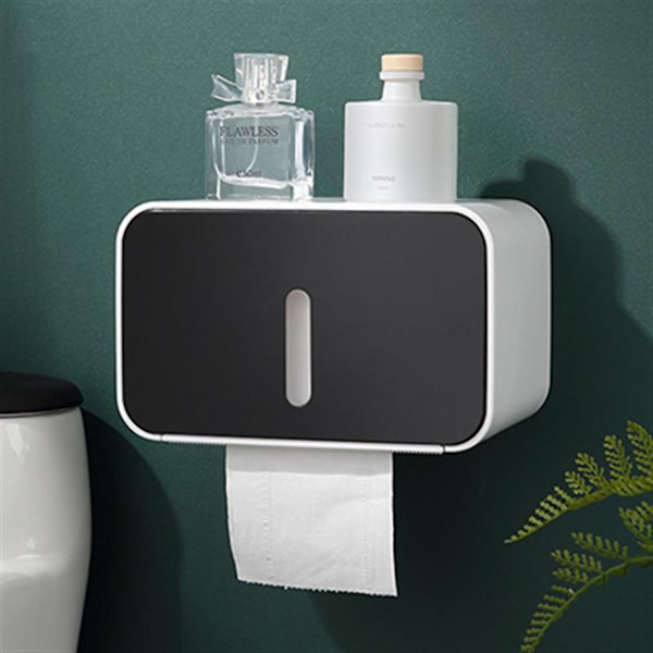 Vægmonteret toiletpapirholder PS ABS Vandtæt rullepapir Tissue opbevaringsboks Badeværelsestilbehør Sort