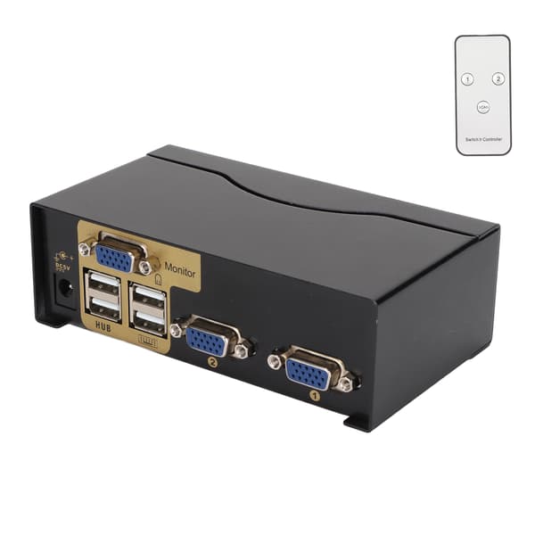 2 ind 1 ud VGA KVM-switch 4 USB-porte Multi computerskærm Mus Tastatur Video deling VGA-switch 100-240VUS-stik