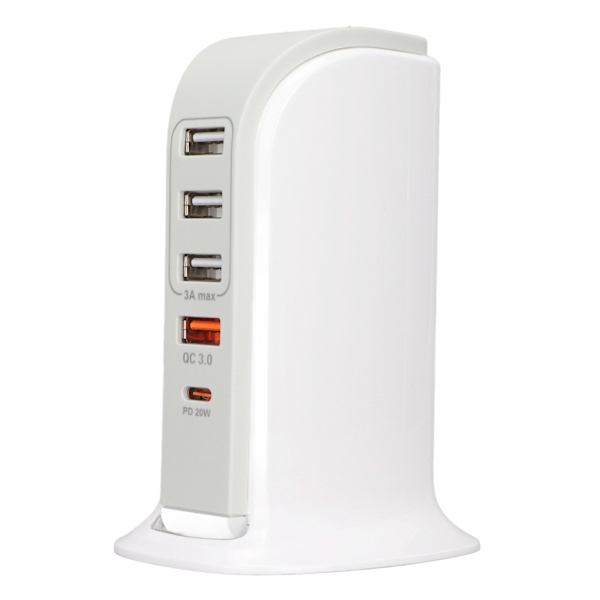 Telefonopladningsstativ Adapter USB Opladsningsstation Multi Port Opladsningstårn Stativ Hurtig Oplading til Mobiltelefon EU Stik