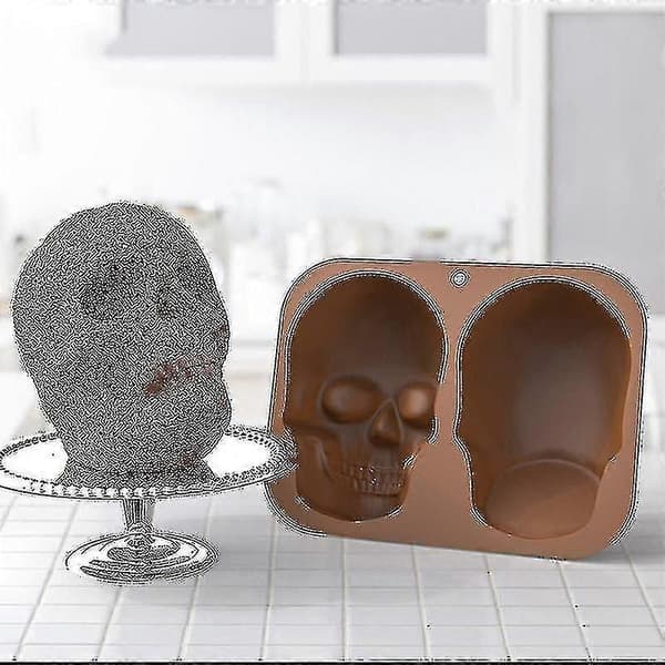 Large Realistic Silicone Skull Cake Mold DIY Baking Pan for Halloween