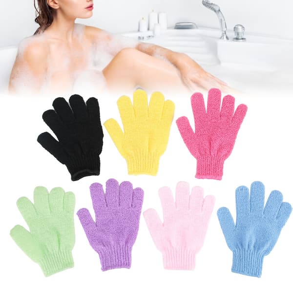 7 stk. badehåndske til brusebad, dybderensende, eksfolierende hud, spa-massagehandske, 7 stk./sæt